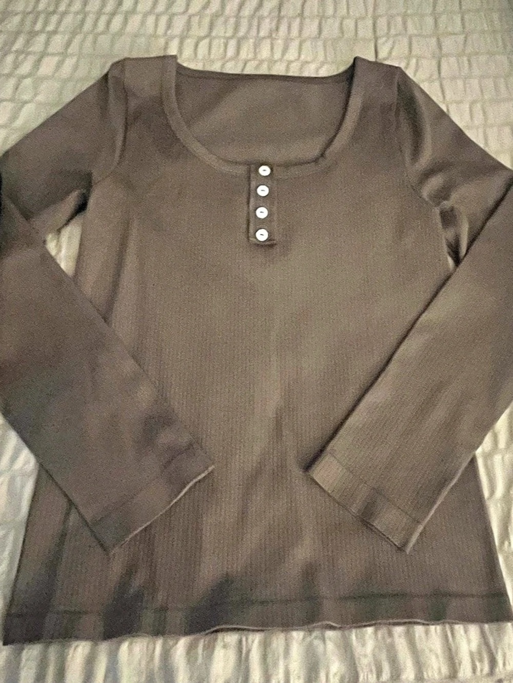 OQQ Ribbed Long Sleeve Set Black & Brown Large